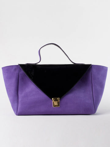 Purple Suede & Black Patent Leather Envelope Case